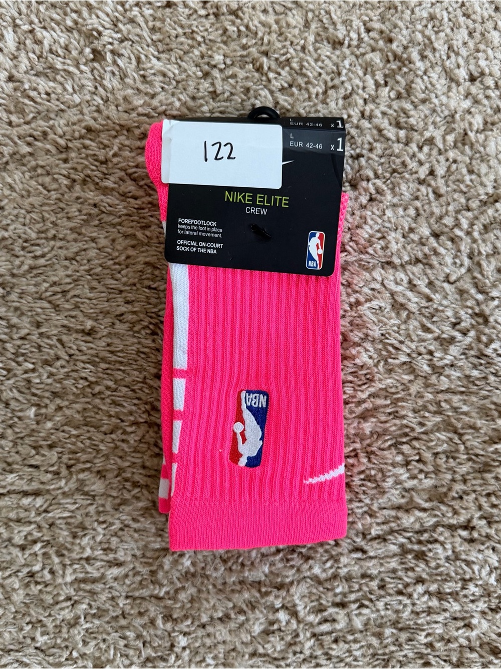 Nike Elite Crew Bright Pink NBA Logo Socks